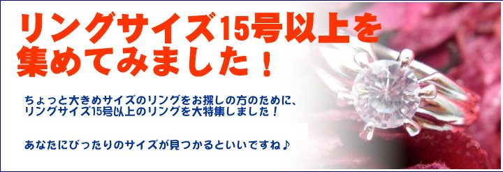 リングサイズ15号以上を集めました!大きいサイズのリングをお探しの方はぜひご覧ください! 15号以上のリング(指輪)