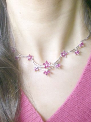 ルビー シンセテックストーン ネックレス