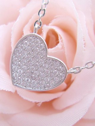 ハート マイクロパヴェセッティング ペンダント・ネックレス