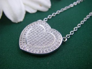 ハート マイクロパヴェセッティング ペンダント・ネックレス