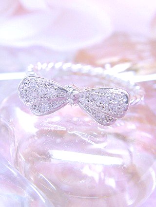 リボンモチーフ リング キュービックジルコニア・アクセサリー